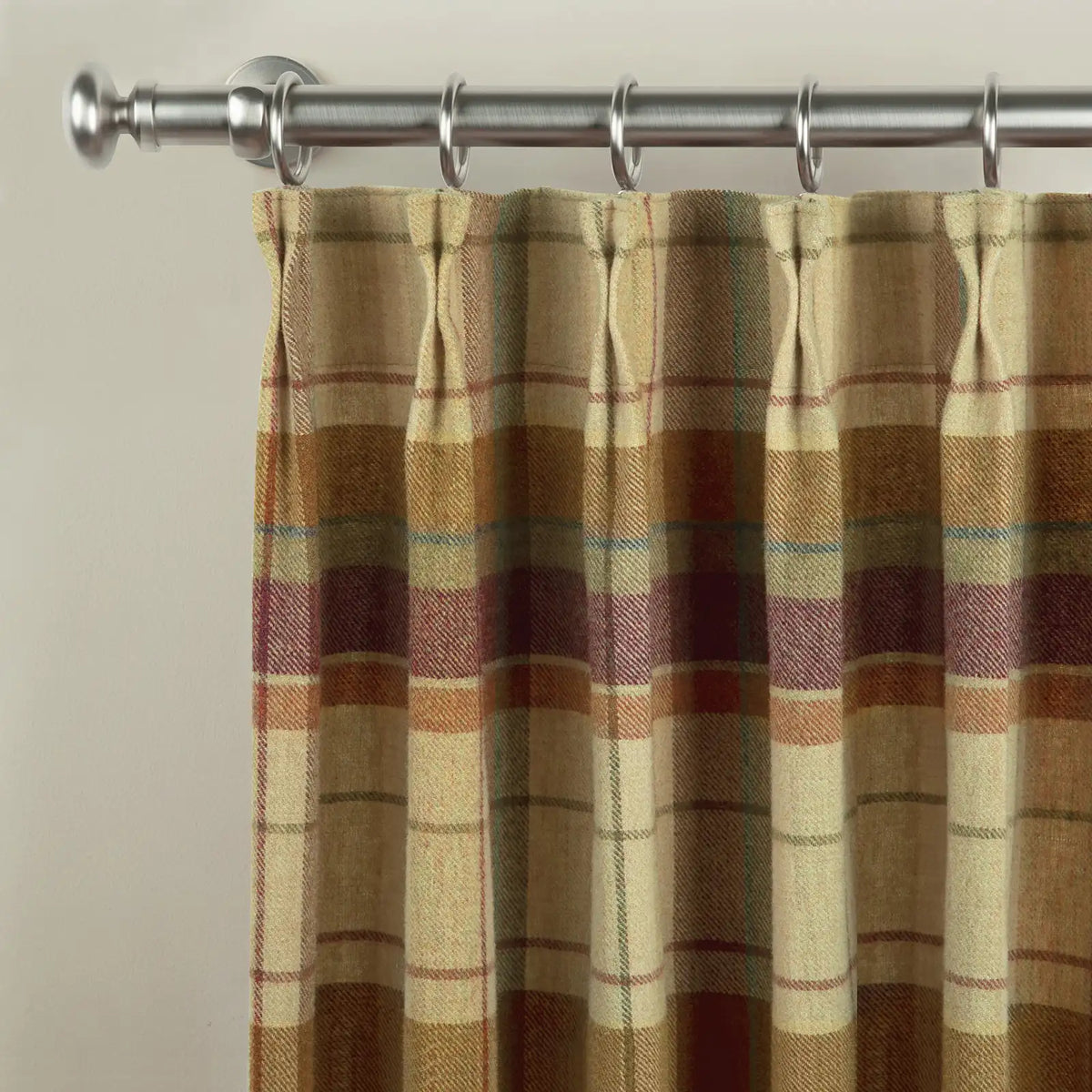 Karin Plaid Pure Wool Thermal Pleated Curtains